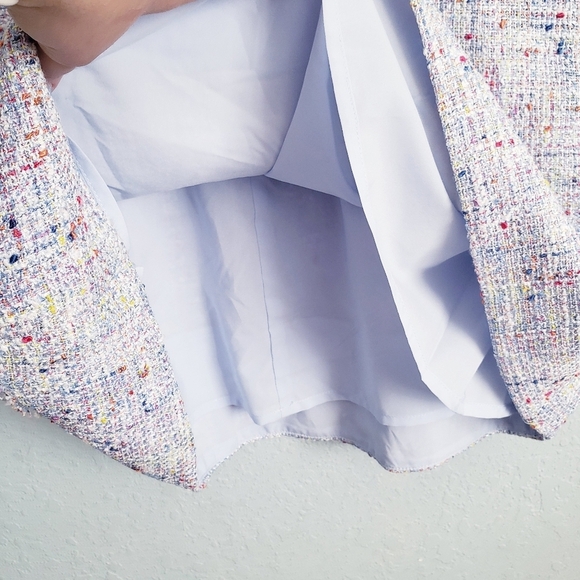 Eliza J Blue Tweed Fringe Cap Sleeve Dress - Picture 5 of 11